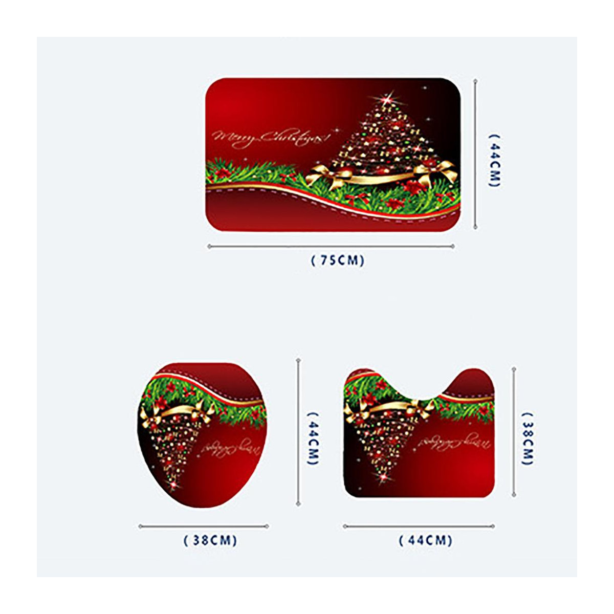 3er-Set Weihnachtsdekoration Badematten und Toilettenmatten mit HD-Digitaldruck, rutschfest und weich, multicolor - Bild 3
