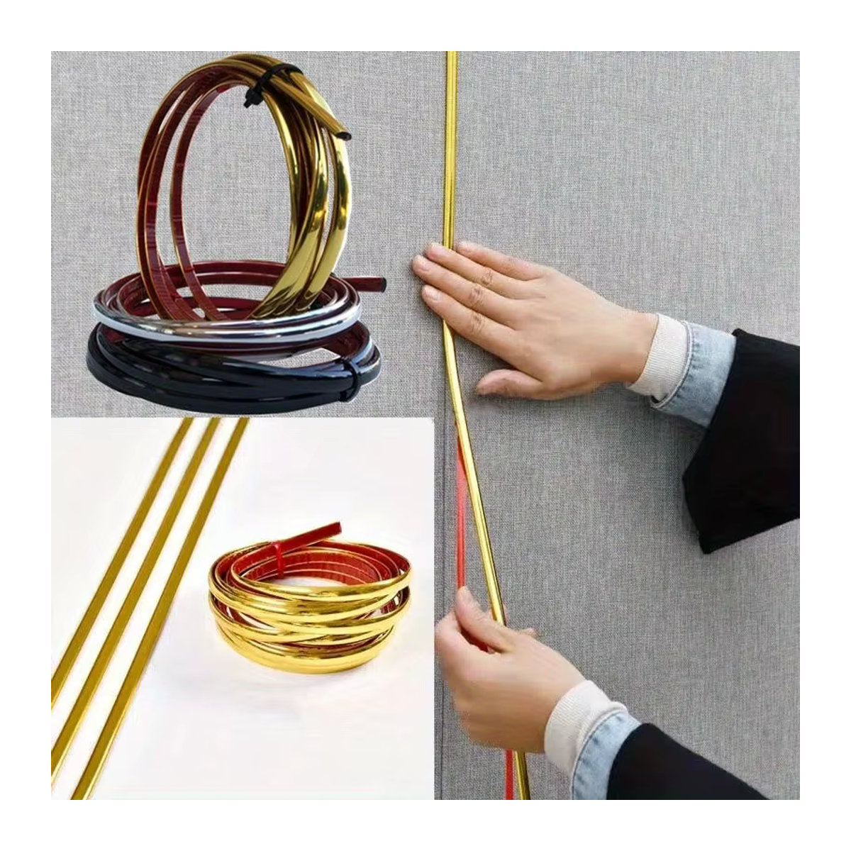 3M selbstklebender Spiegelaufkleber aus PVC in Gold für Schreibtischmöbel, Wand und Eckenschutz - Bild 2
