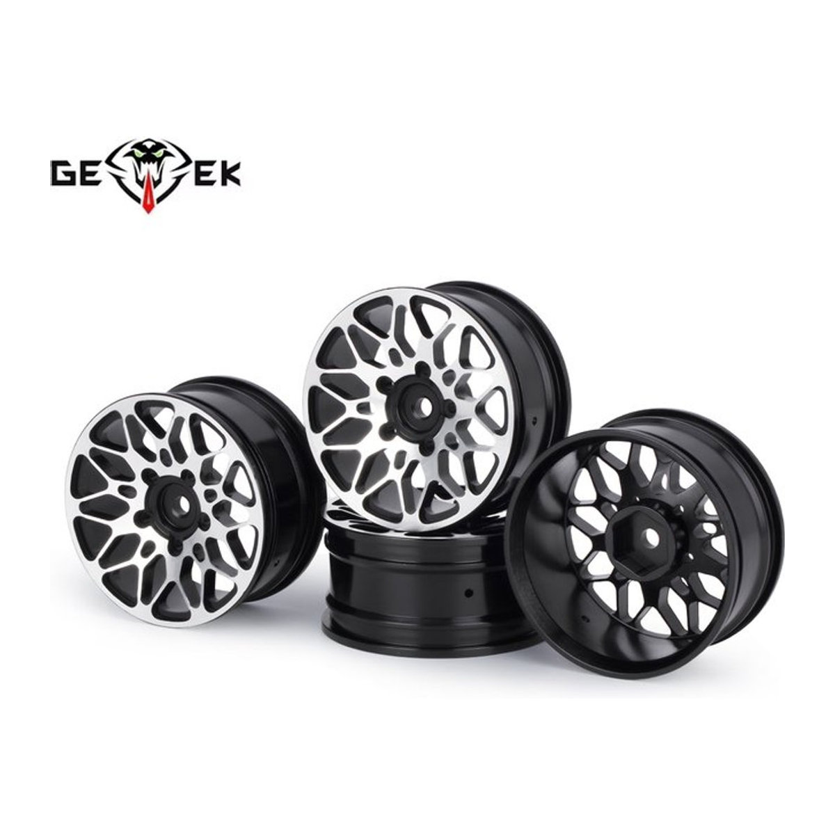 4 Stück Aluminiumlegierungsräder Felgen Radnabe in Schwarz oder Schwarz/Weiß passend für HPI HSP RC Modell 1/10 On-Road-Rennwagen HSP94123 HSP94122 HSP94103 D4 D3 CS - Bild 1