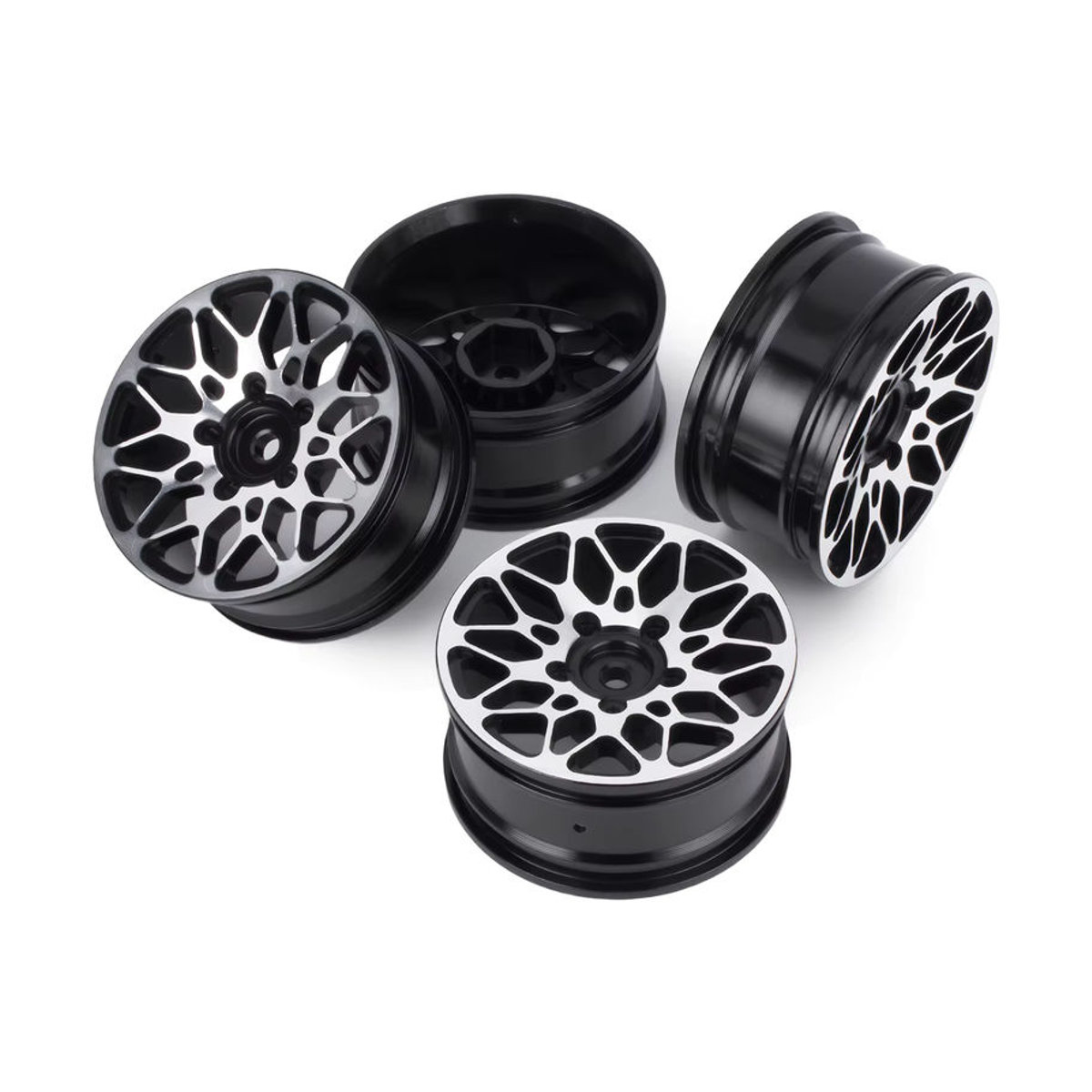 4 Stück Aluminiumlegierungsräder Felgen Radnabe in Schwarz oder Schwarz/Weiß passend für HPI HSP RC Modell 1/10 On-Road-Rennwagen HSP94123 HSP94122 HSP94103 D4 D3 CS - Bild 2