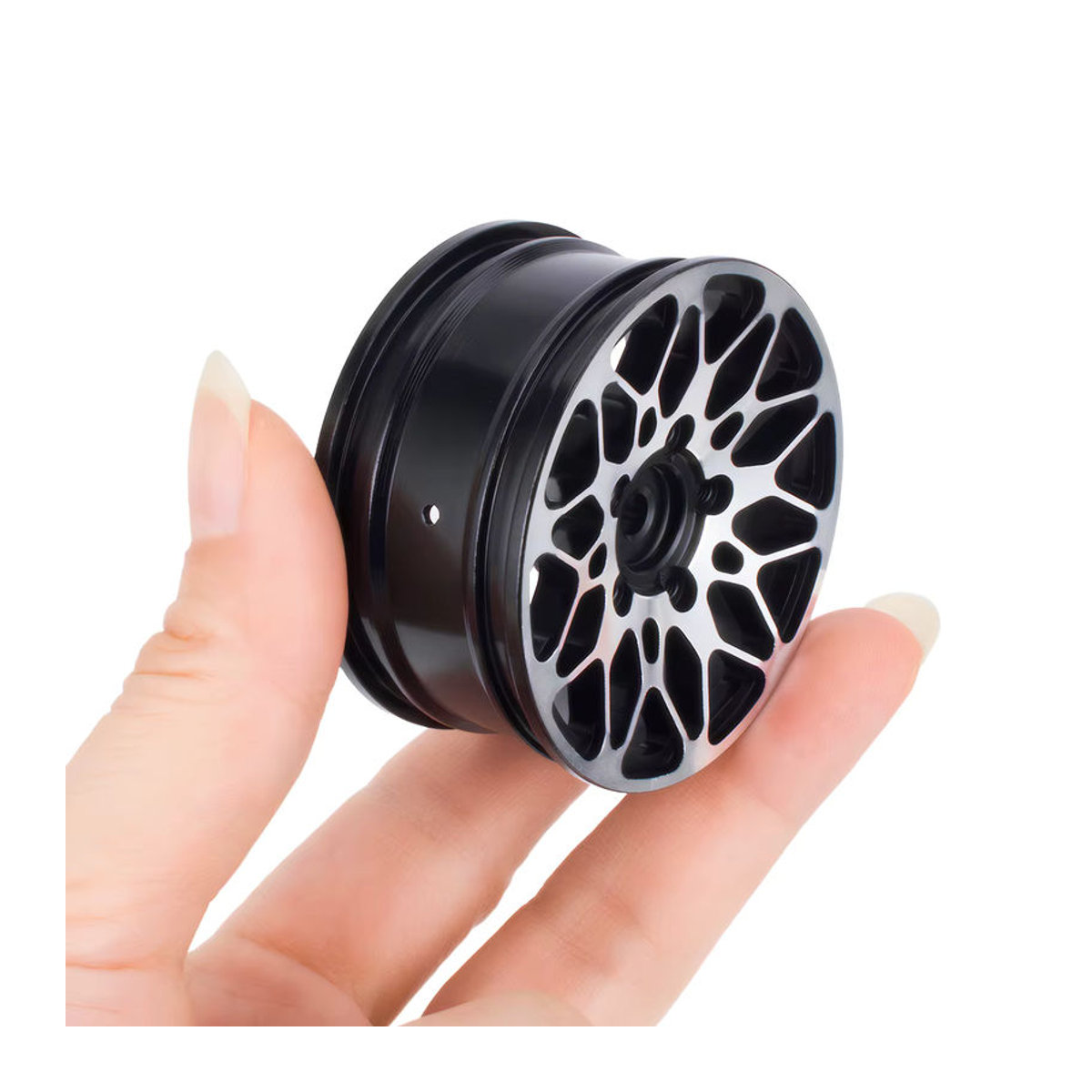 4 Stück Aluminiumlegierungsräder Felgen Radnabe in Schwarz oder Schwarz/Weiß passend für HPI HSP RC Modell 1/10 On-Road-Rennwagen HSP94123 HSP94122 HSP94103 D4 D3 CS - Bild 3