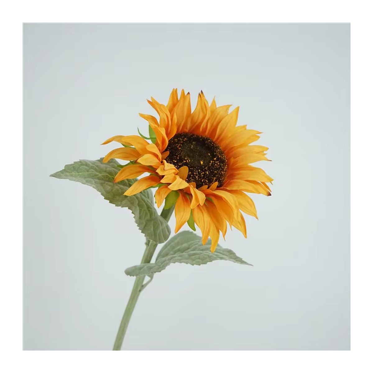 4 Stück LINANUO künstliche Sonnenblumen aus Latex in Gelb und Orange, Einzelstiel für Hochzeitsdekoration und Tischschmuck - Bild 3