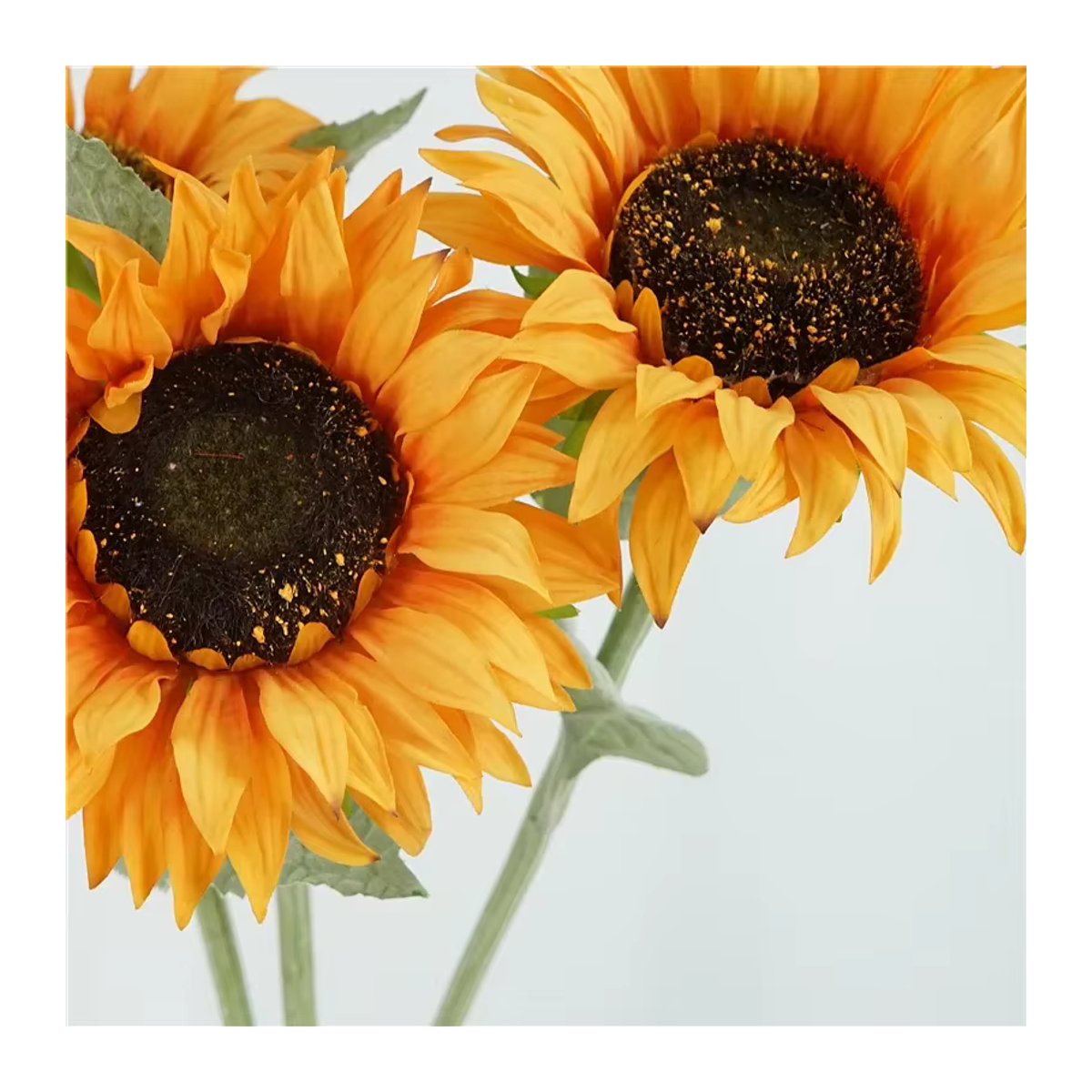 4 Stück LINANUO künstliche Sonnenblumen aus Latex in Gelb und Orange, Einzelstiel für Hochzeitsdekoration und Tischschmuck - Bild 4