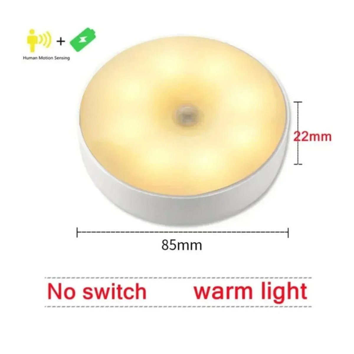 4 Stück wiederaufladbare LED-Nachtlichter mit Bewegungssensor von YJMP Super Lighting in Weiß für Schlafzimmer und Küchenschrankbeleuchtung - Bild 8