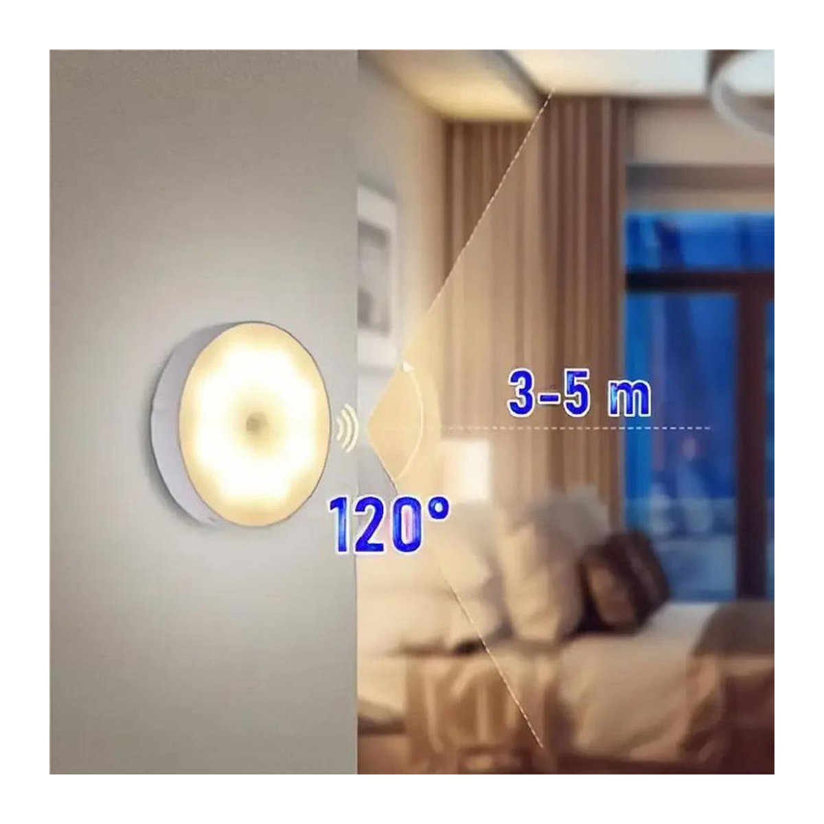 4 Stück wiederaufladbare LED-Nachtlichter mit Bewegungssensor von YJMP Super Lighting in Weiß, Warmweiß, minimalistisches Design für Schlafzimmer und Küchenschrankbeleuchtung - Bild 6