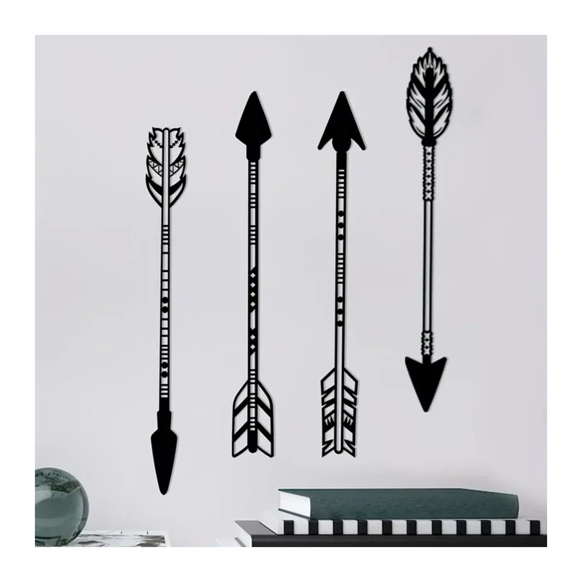 4-teiliges CIFBUY Metall Wandkunst Set in Schwarz, rustikale Schwertdekoration für Wandmontage - Bild 1