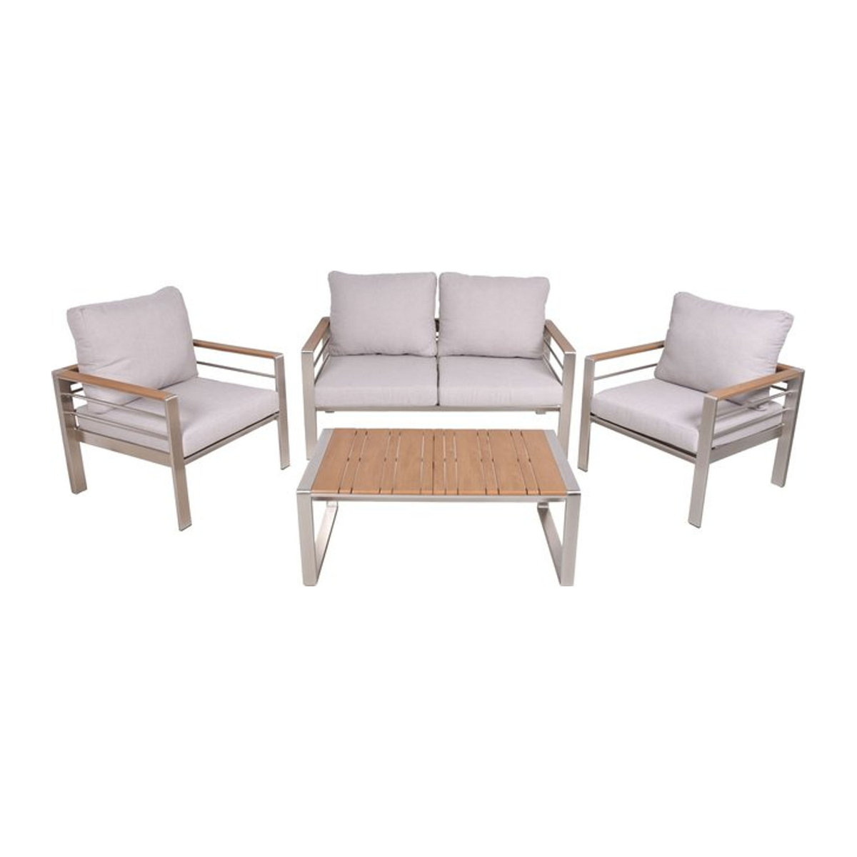 4-tlg. Lounge-Set FLORENCE von Harms in Beige, Braun und Champagner aus Aluminium im modernen Design - Bild 1