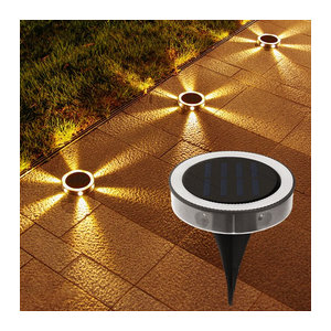 4er-Pack SHENZHITECH Solar-Nachtlicht Schwarz, wasserdichte LED-Außenlampe für Garten und Balkon mit 360 Grad Beleuchtung