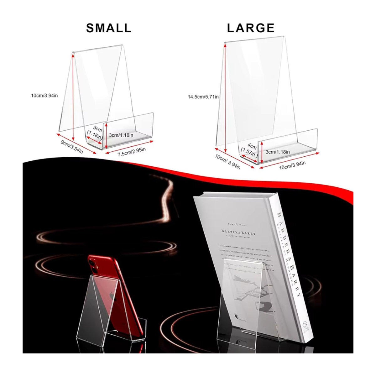 4er-Set Acryl Buchständer und Magazin Display Stand Transparent für Schreibtisch und Tischoberfläche - Bild 2