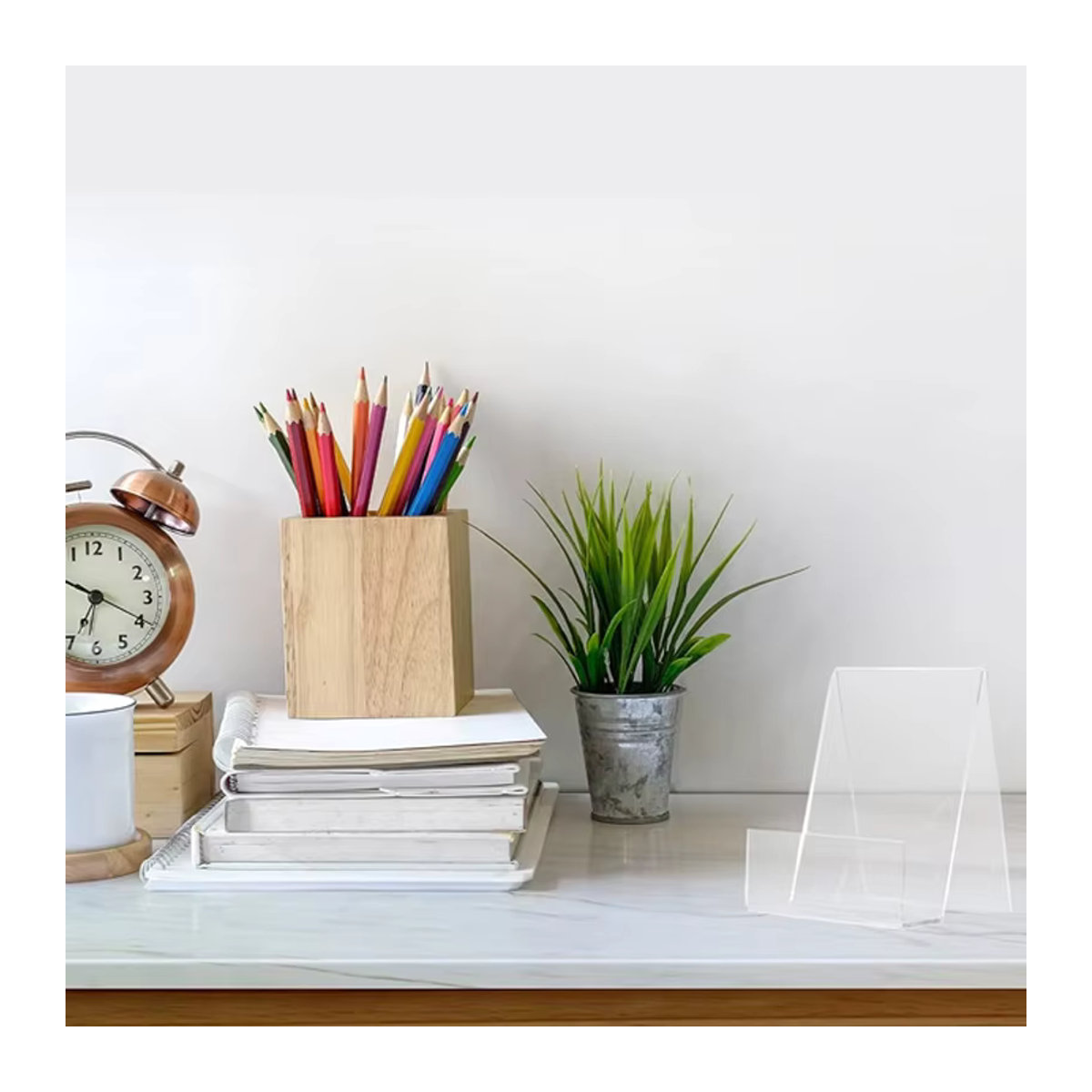 4er-Set Acryl Display Ständer Transparent für Bücher, Fotos, Broschüren und Smartphones zur Desktop-Organisation - Bild 3