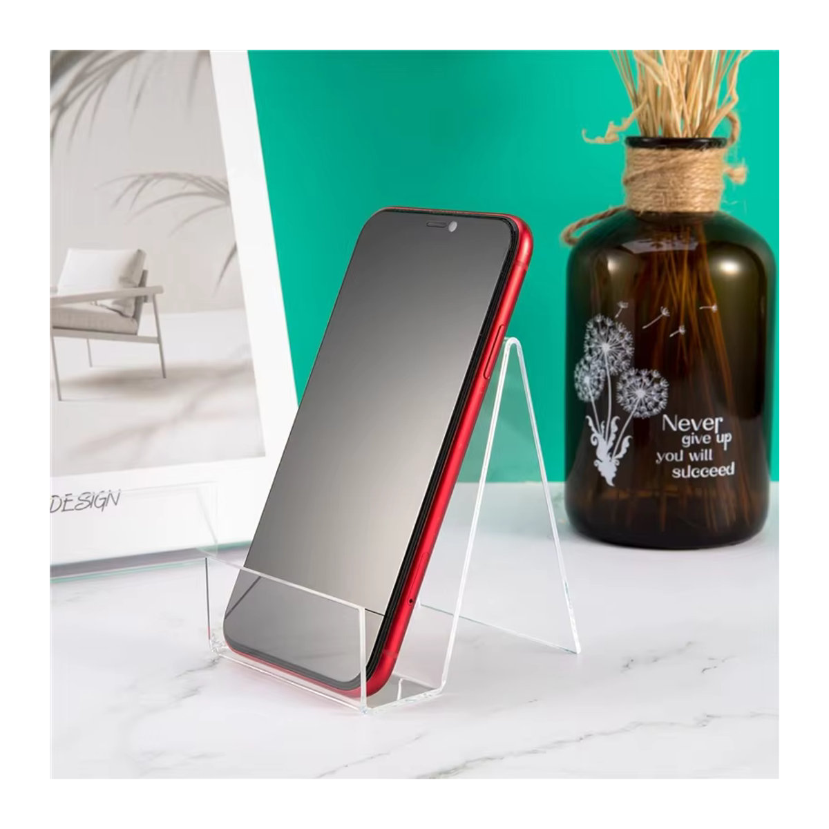 4er-Set Acryl Display Ständer Transparent für Bücher, Fotos, Broschüren und Smartphones zur Desktop-Organisation - Bild 5