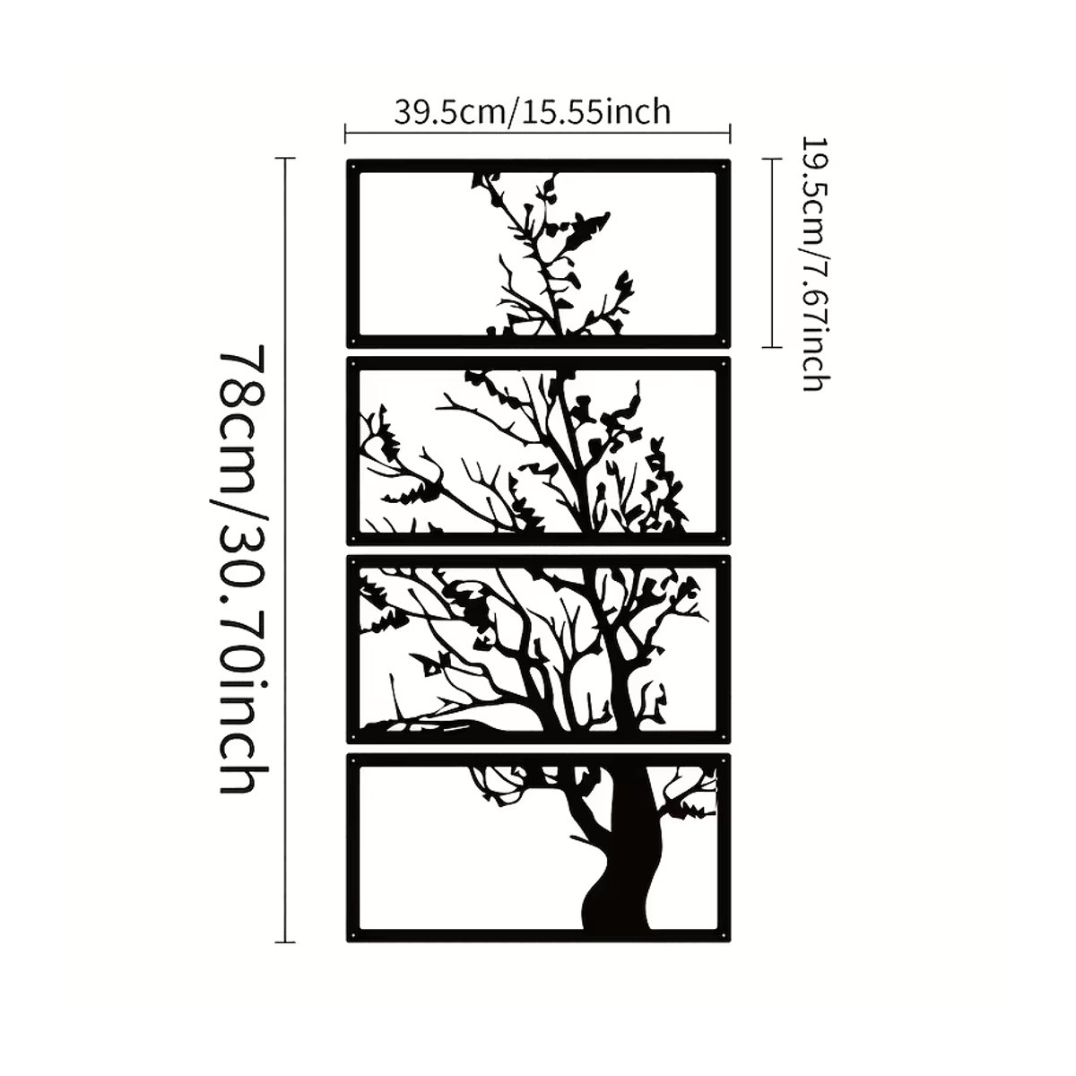 4er-Set Art-Deco Wanddekoration Baum des Lebens aus schwarzem Metall von DDPNKL als hängende Silhouette für deine Innendekoration - Bild 2