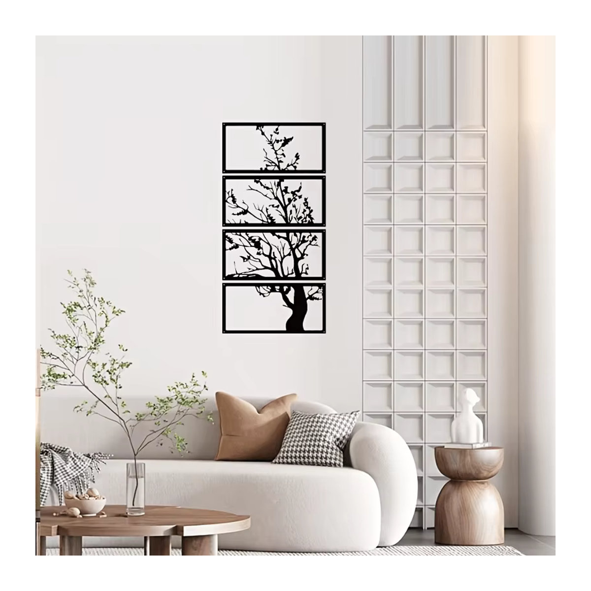 4er-Set Art-Deco Wanddekoration Baum des Lebens aus schwarzem Metall von DDPNKL als hängende Silhouette für deine Innendekoration - Bild 3