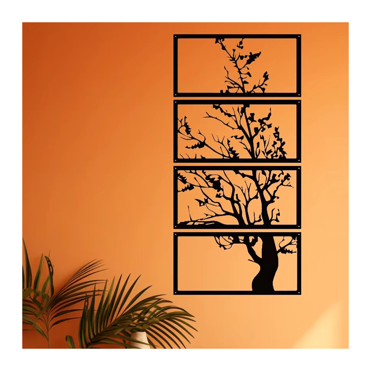 4er-Set Art-Deco Wanddekoration Baum des Lebens aus schwarzem Metall von DDPNKL als hängende Silhouette für deine Innendekoration - Bild 4