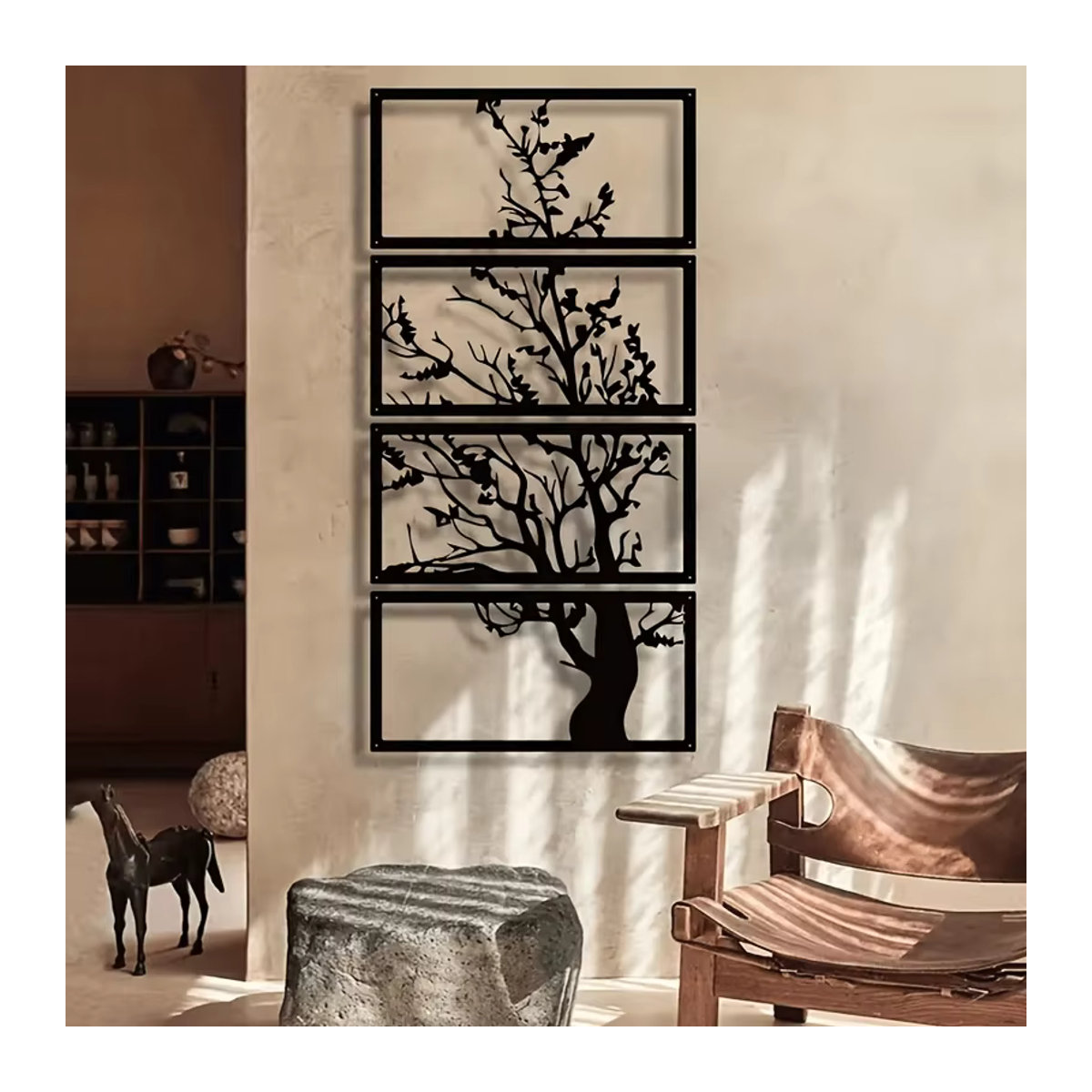 4er-Set Art-Deco Wanddekoration Baum des Lebens aus schwarzem Metall von DDPNKL als hängende Silhouette für deine Innendekoration - Bild 5