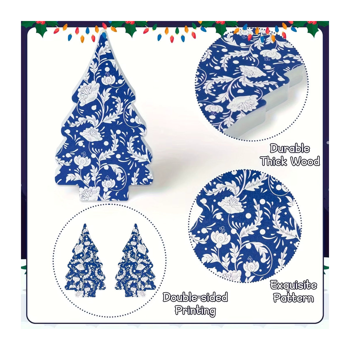 4er-Set Chinoiserie Weihnachts-Tischdekoration aus Holz mit abgestuftem Tablett und Herz-Elementen - Bild 4