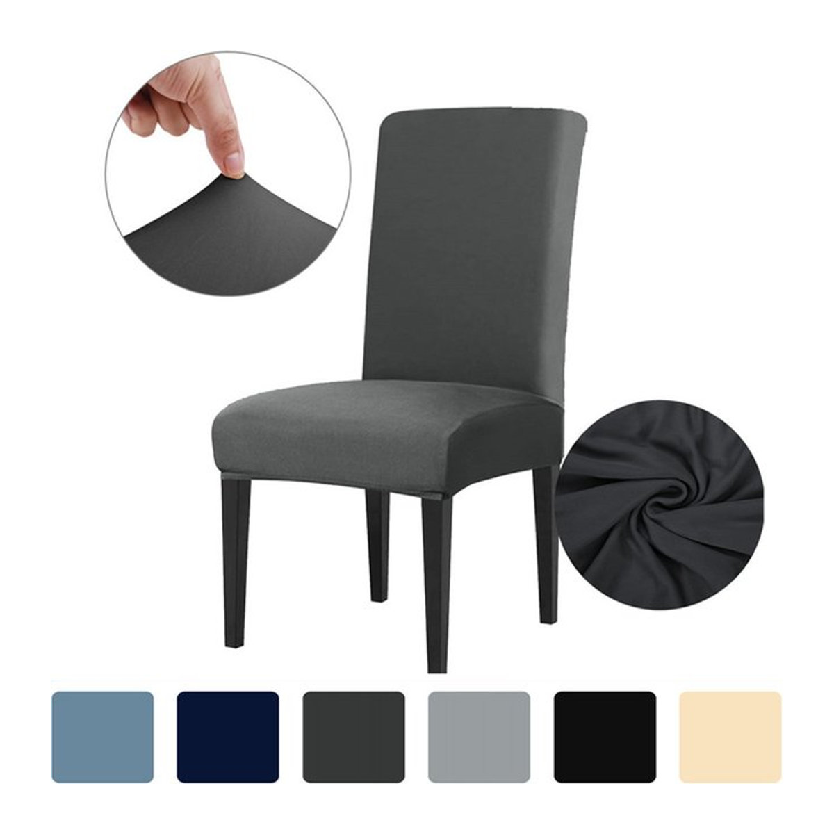 4er-Set elastische Stretch-Stuhlbezüge für Esszimmerstühle in Schwarz zur Dekoration und zum Schutz - Bild 1