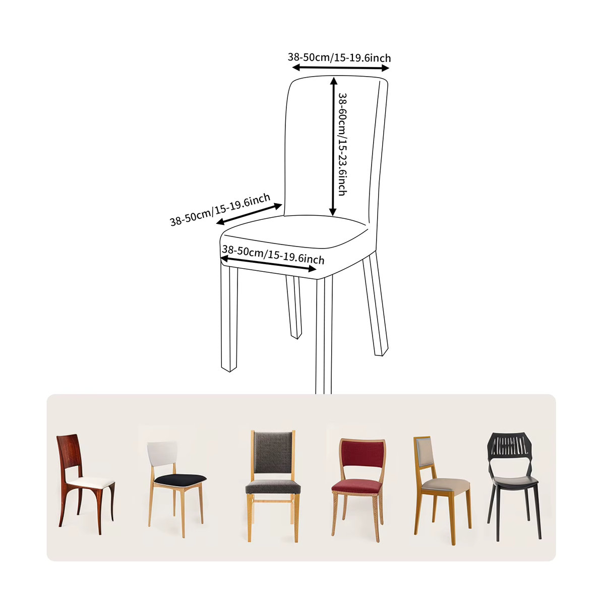 4er-Set elastische Stretch-Stuhlbezüge für Esszimmerstühle in Schwarz zur Dekoration und zum Schutz - Bild 5