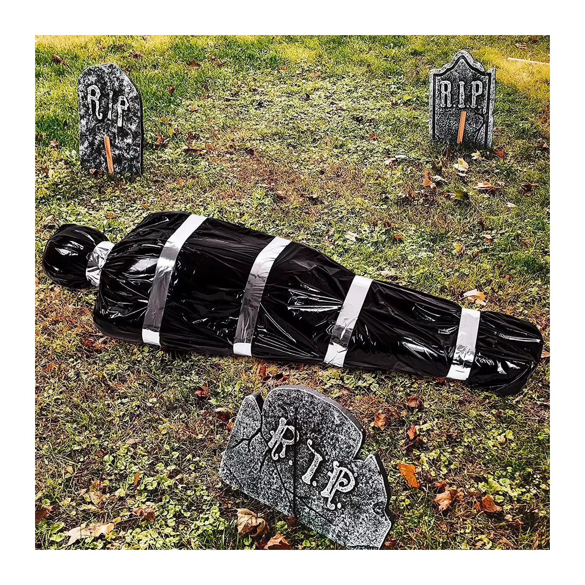 4er-Set Gruselige Gefälschte Leichen als Halloween Requisiten zur Atmosphäre Dekoration in Schwarz - Bild 2