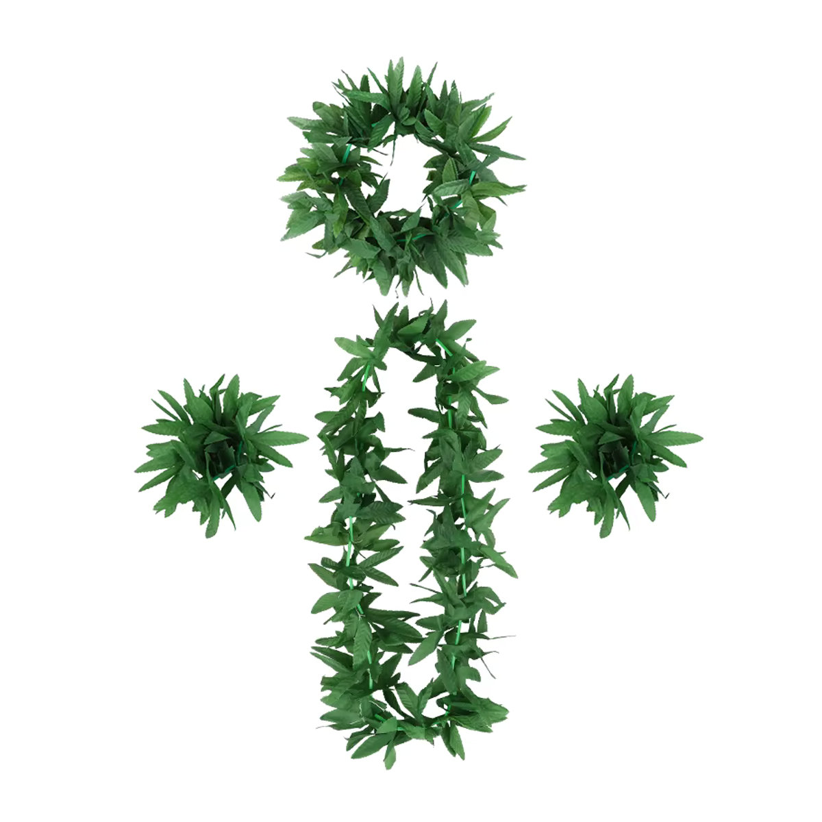 4er-Set hawaiianische Blätterkränze aus Kunstgrün von ZQCXLD in Grün für Sommer, Hochzeit und Party-Dekoration - Bild 6
