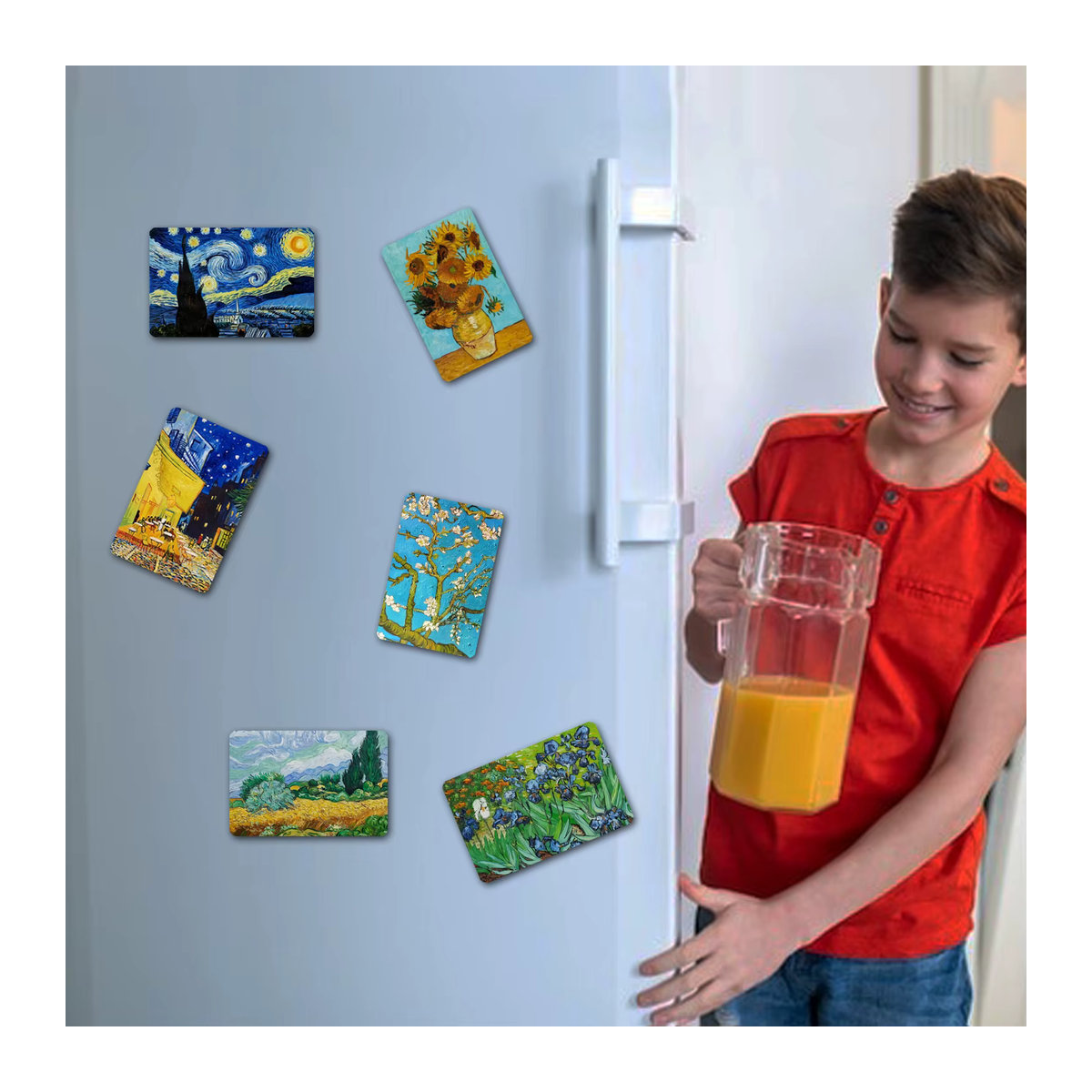 4er-Set Kunstdruck Kühlschrankmagnete mit weltberühmten Gemälden, dekorative magnetische Aufkleber in Multicolor, rechteckig - Bild 3