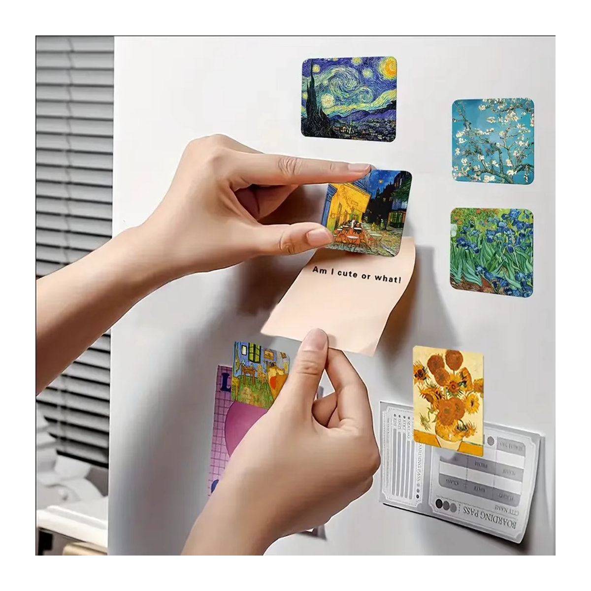4er-Set Kunstdruck Kühlschrankmagnete mit weltberühmten Gemälden, dekorative magnetische Aufkleber in Multicolor, rechteckig - Bild 4