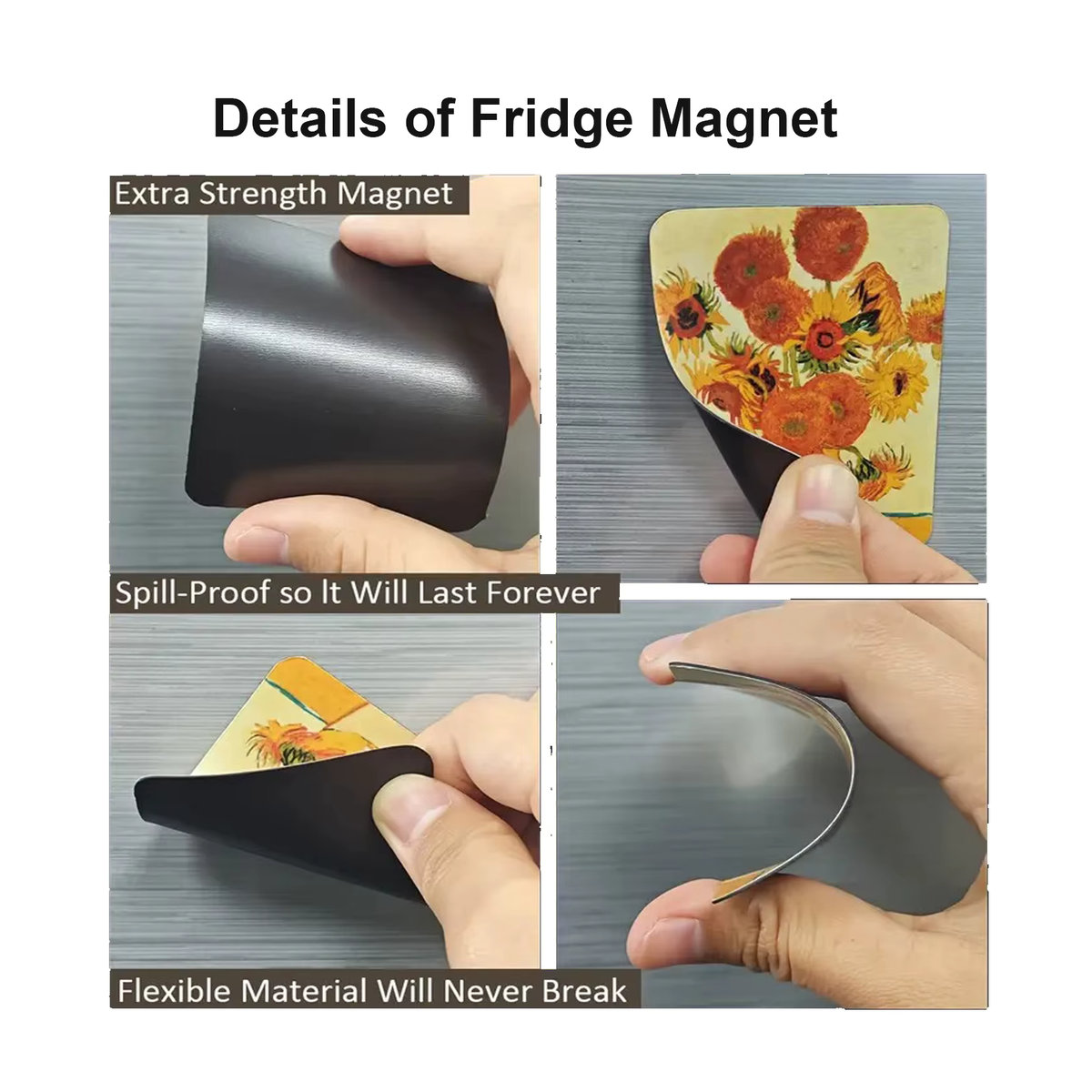 4er-Set Kunstdruck Kühlschrankmagnete mit weltberühmten Gemälden, dekorative magnetische Aufkleber in Multicolor, rechteckig - Bild 5