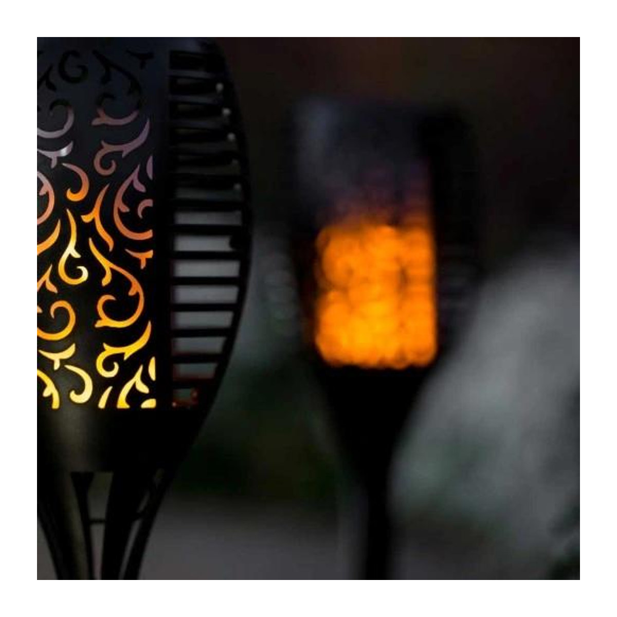 4er Set Solarlampen LED Einsteck-Laternen mit Flammen-Effekt, Höhe: 78 cm, Breite: 12 cm - Bild 2