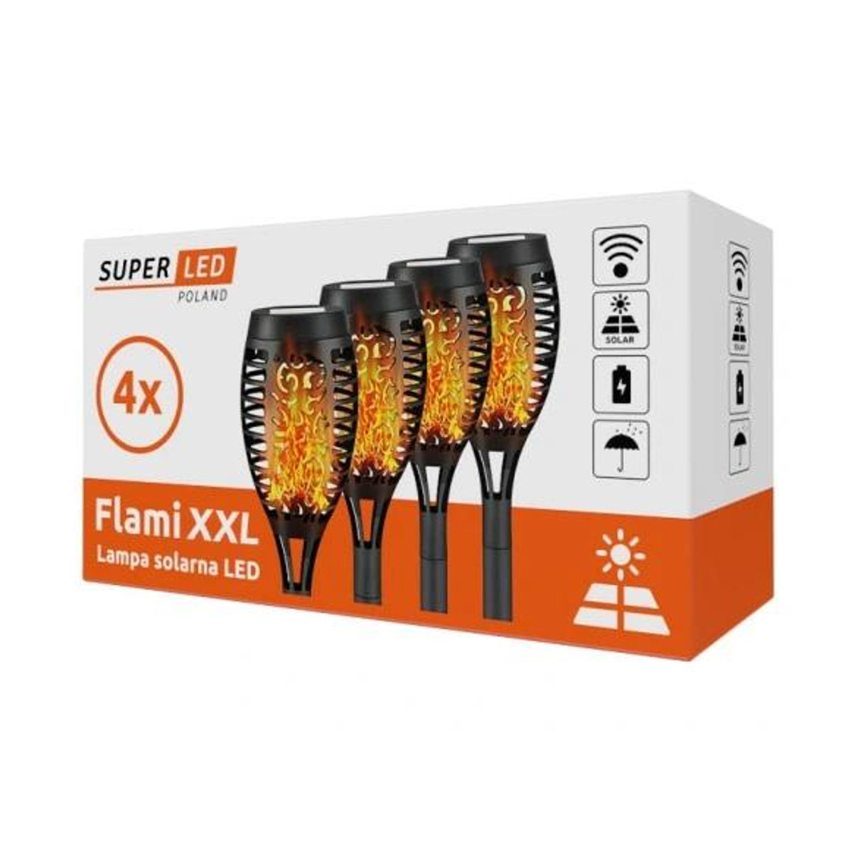 4er Set Solarlampen LED Einsteck-Laternen mit Flammen-Effekt, Höhe: 78 cm, Breite: 12 cm - Bild 4