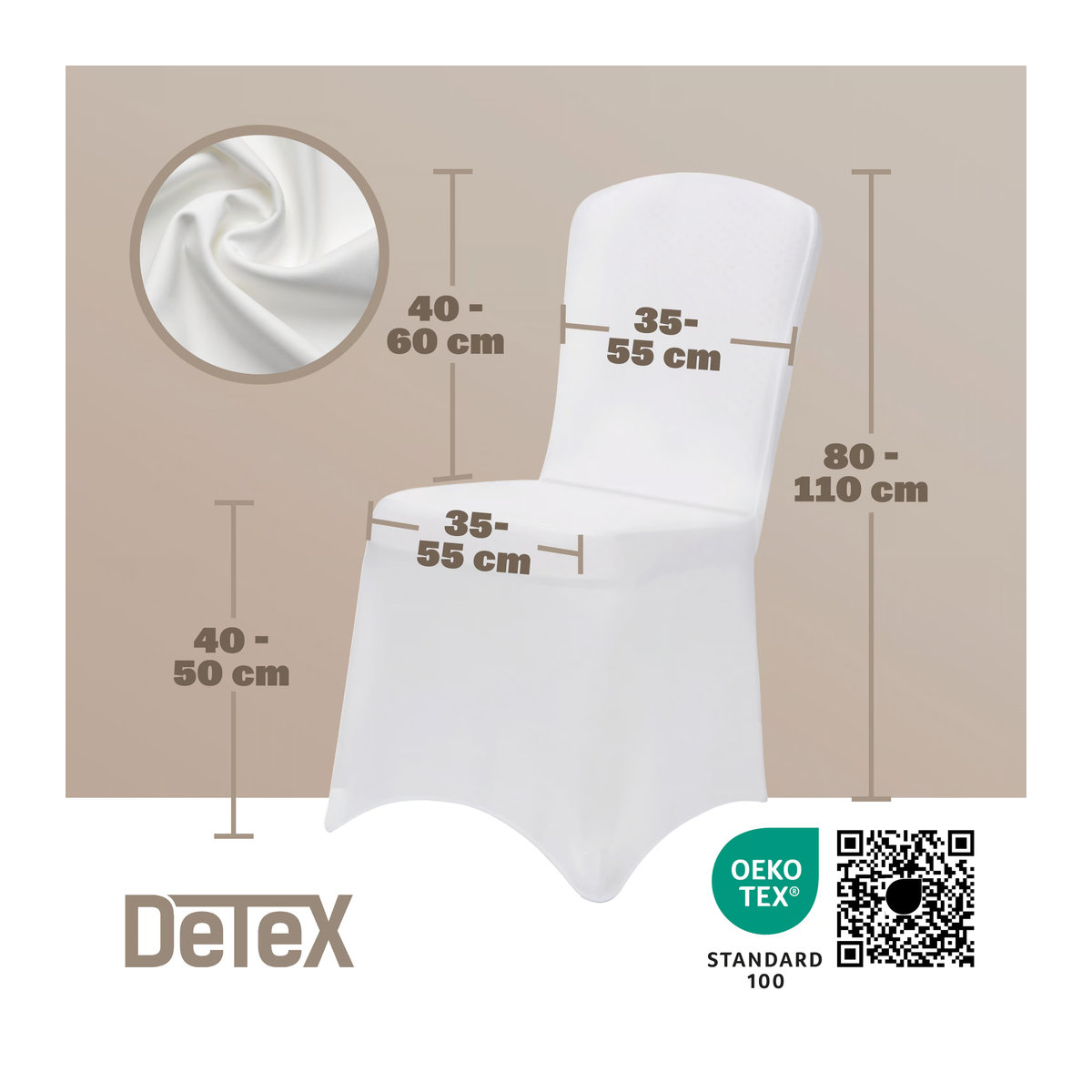 4er-Set Stuhlhusse für Esszimmerstühle von DETEX in Weiß mit OEKO-TEX Zertifizierung - Bild 2