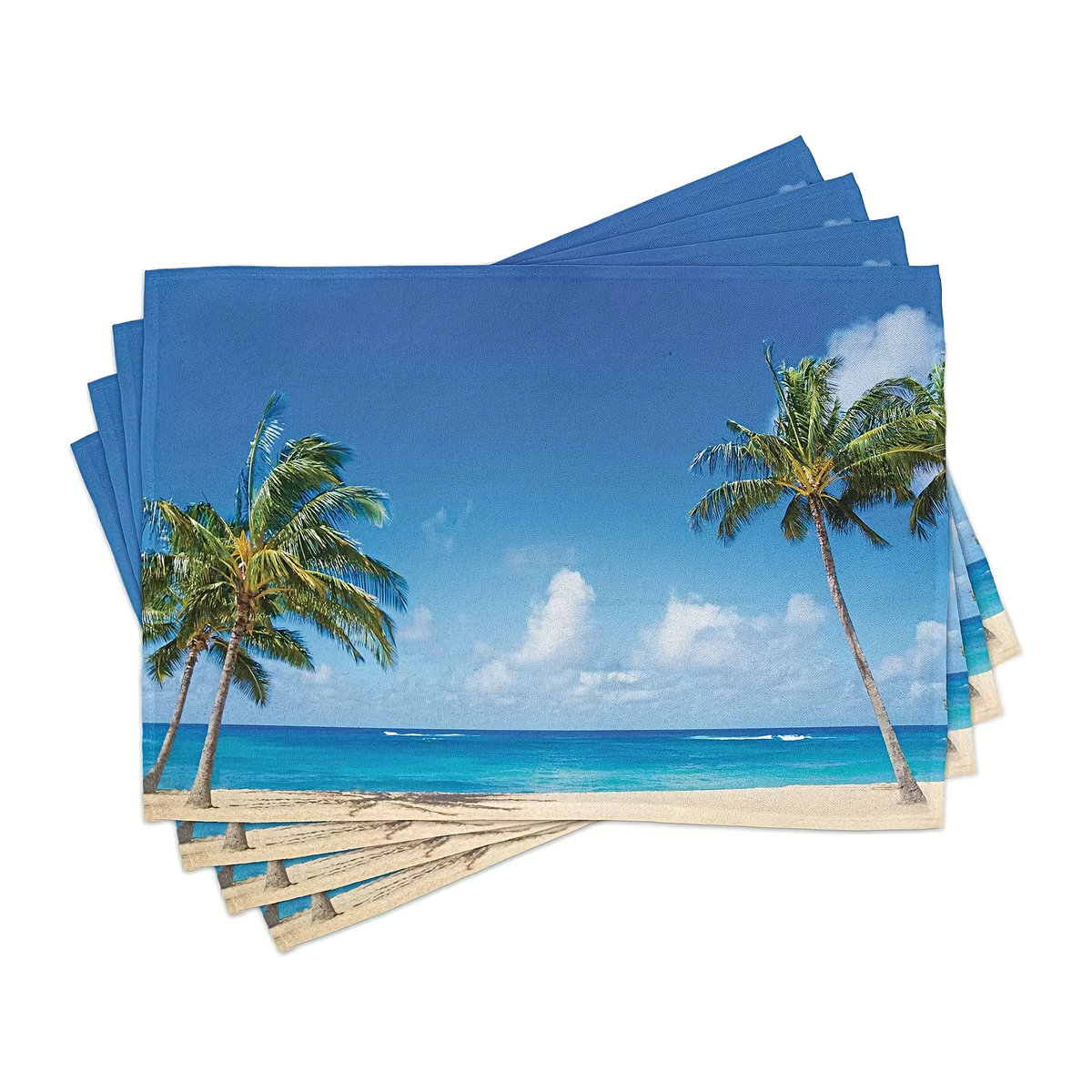 4er-Set Tischsets mit tropischem Strand- und Palmenmotiv für dein Zuhause oder Restaurant - Bild 2
