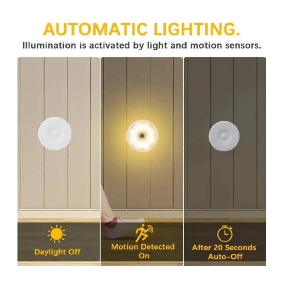 4er-Set YJMP Super Lighting LED-Nachtlichter mit Bewegungssensor, wiederaufladbare Wandbeleuchtung in Weiß für Schlafzimmer und Küche - Bild 6