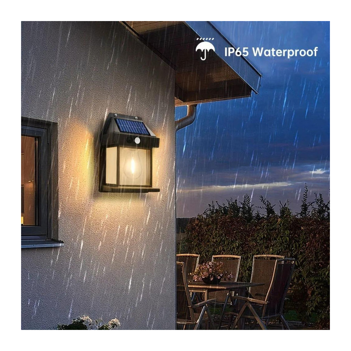 4er Set YJMP Super Lighting Solar Wandleuchten mit Bewegungssensor, LED Außenbeleuchtung in Schwarz, IP65 Wasserdicht, Warmweiß, Klassisches Landhaus Design - Bild 2