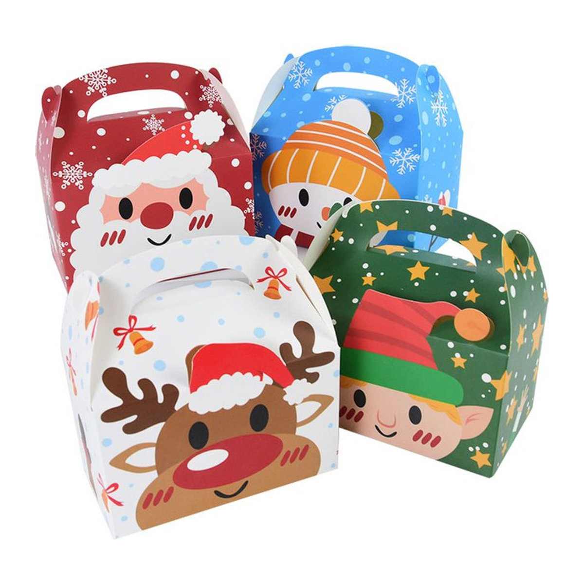 4er Set ZQNYCY Weihnachts Geschenktüten aus Papier mit Hirsch und Weihnachtsmann Motiv für Süßigkeiten und Cookies, mehrfarbig - Bild 1