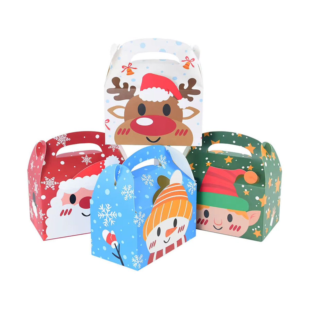 4er Set ZQNYCY Weihnachts Geschenktüten aus Papier mit Hirsch und Weihnachtsmann Motiv für Süßigkeiten und Cookies, mehrfarbig - Bild 2