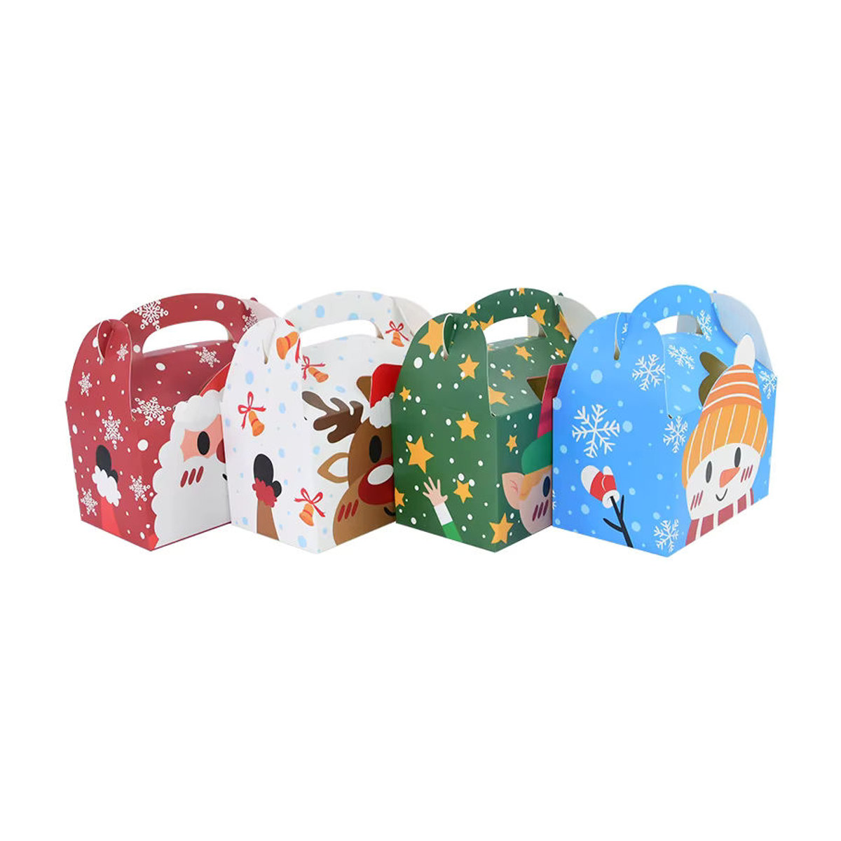 4er Set ZQNYCY Weihnachts Geschenktüten aus Papier mit Hirsch und Weihnachtsmann Motiv für Süßigkeiten und Cookies, mehrfarbig - Bild 3