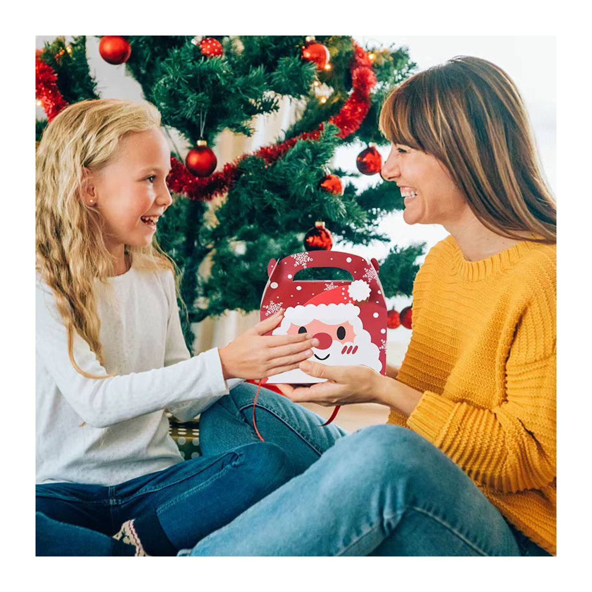 4er Set ZQNYCY Weihnachts Geschenktüten aus Papier mit Hirsch und Weihnachtsmann Motiv für Süßigkeiten und Cookies, mehrfarbig - Bild 4