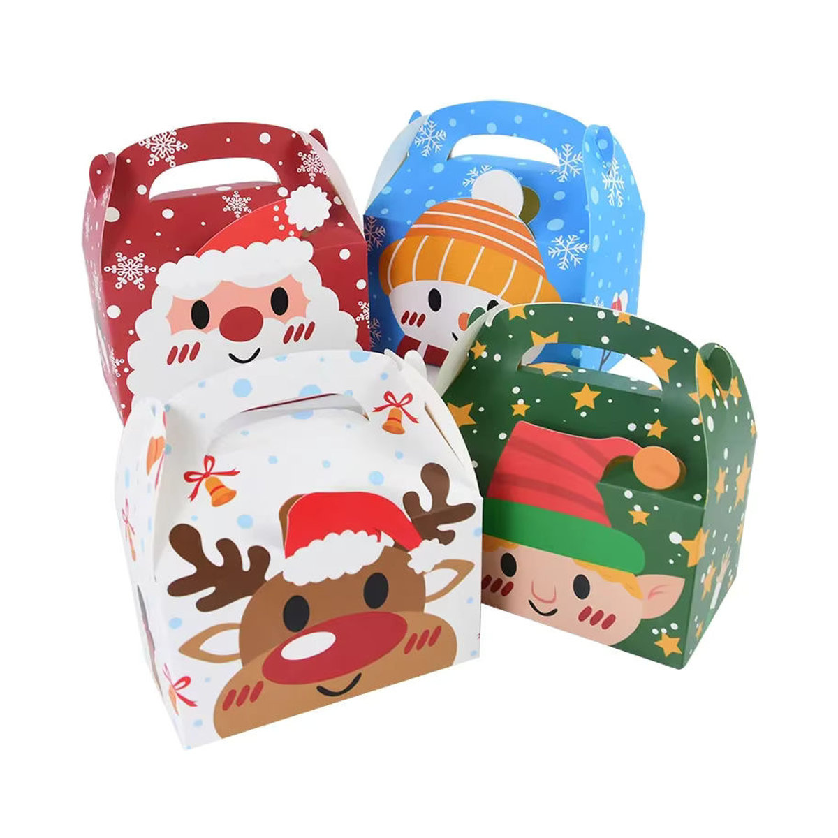 4er Set ZQNYCY Weihnachts Geschenktüten aus Papier mit Hirsch und Weihnachtsmann Motiv für Süßigkeiten und Cookies, mehrfarbig - Bild 5
