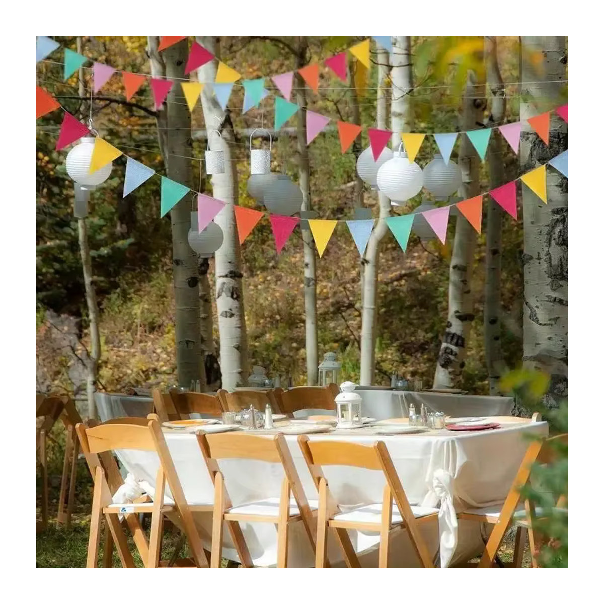 4M Bunte Jute-Leinen Wimpelgirlande in Mehrfarbig für Geburtstag und Hochzeit, rustikaler Wandbehang mit 4m Länge - Bild 3