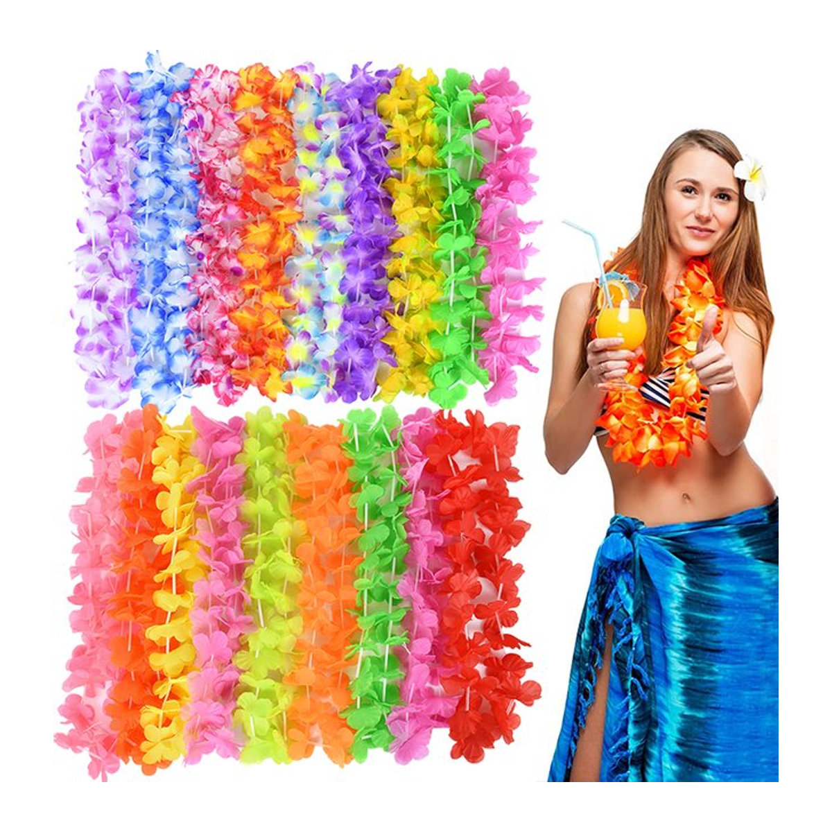5/10 Stück Künstliche Hawaiianische Blumen Girlanden Lei Zubehör in Multicolor von ZQNYCY für Sommer, Luau, Geburtstag, Party und Hochzeit - Bild 1