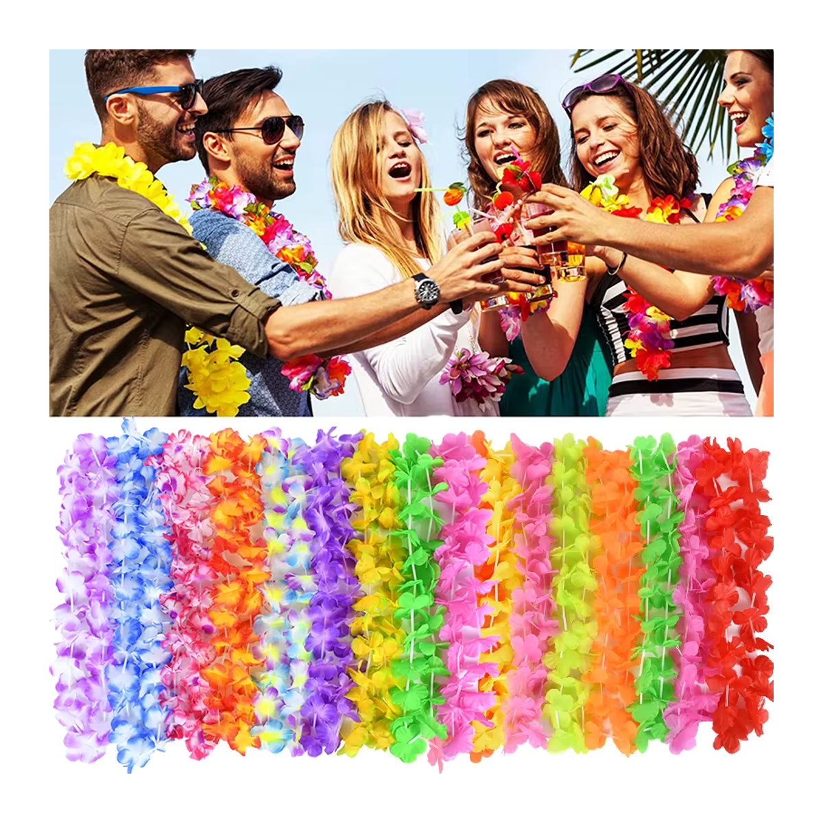 5/10 Stück Künstliche Hawaiianische Blumen Girlanden Lei Zubehör in Multicolor von ZQNYCY für Sommer, Luau, Geburtstag, Party und Hochzeit - Bild 3