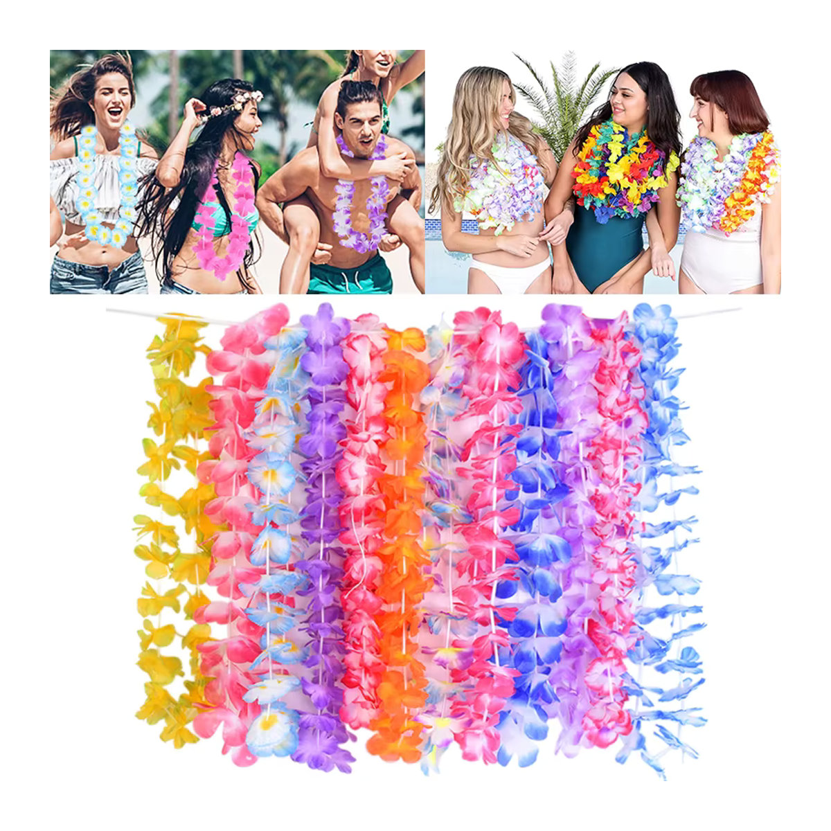 5/10 Stück Künstliche Hawaiianische Blumen Girlanden Lei Zubehör in Multicolor von ZQNYCY für Sommer, Luau, Geburtstag, Party und Hochzeit - Bild 4