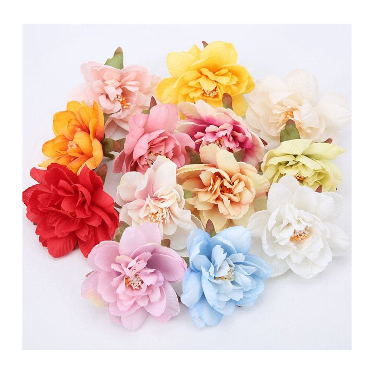 5 Stück MENGHAO künstliche Pfingstrosen Blumenköpfe aus Textil, lila und mehrfarbig, Durchmesser: 7,5 cm - Bild 1