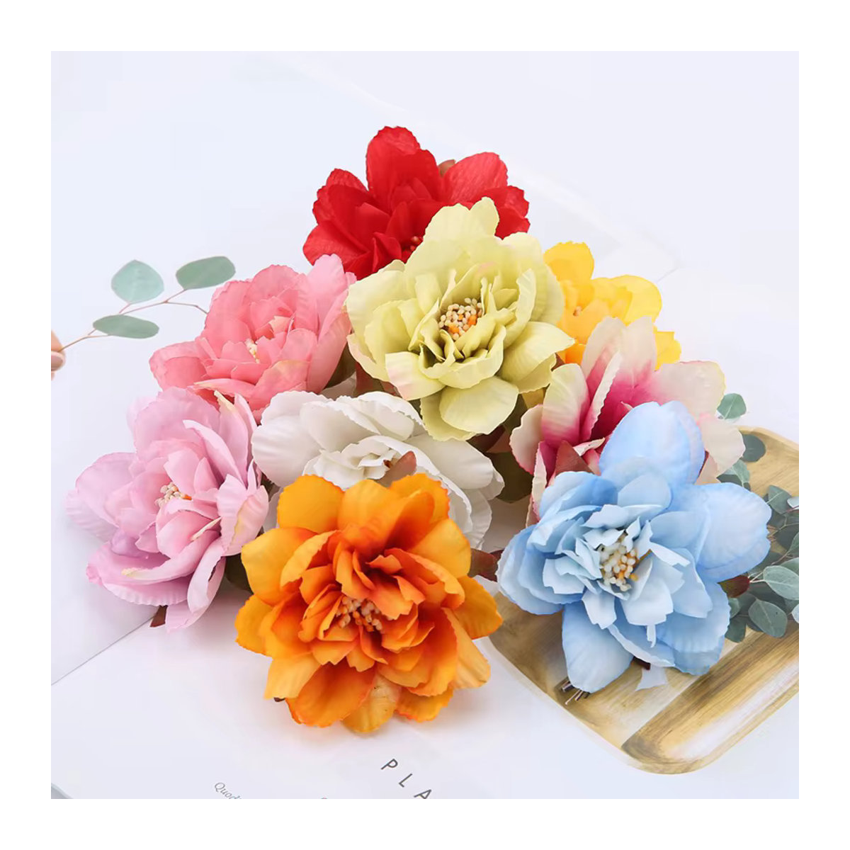 5 Stück MENGHAO künstliche Pfingstrosen Blumenköpfe aus Textil, lila und mehrfarbig, Durchmesser: 7,5 cm - Bild 4