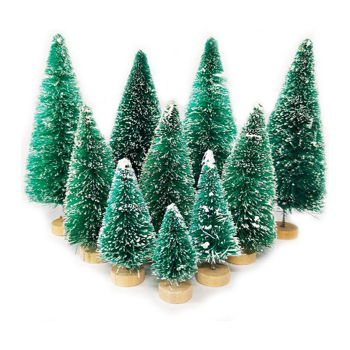5 Stück Mini Weihnachtsbaume aus Kunststoff in Grün als künstliche Tischdeko für DIY Handwerk und Winterdekoration - Bild 1