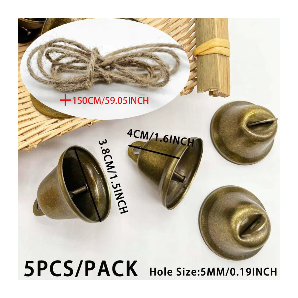 5 Stück Retro-Glocken-Ornamente für deinen Weihnachtsbaum als rustikale Vintage-Dekoration - Bild 5