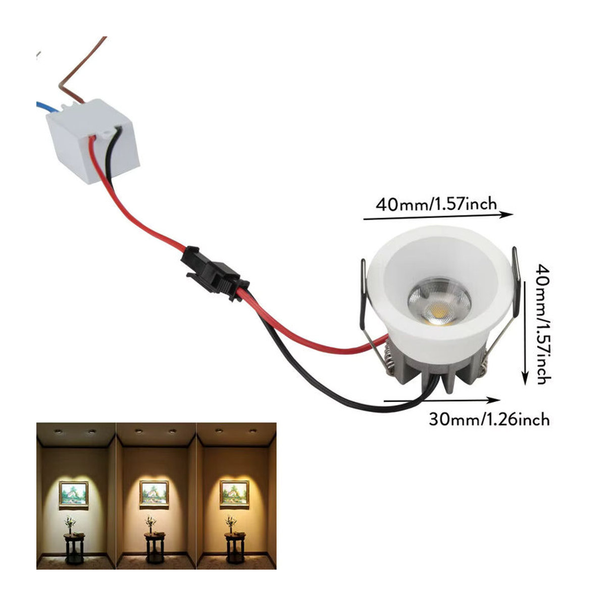 5 Stück YORYZENG Mini LED COB Einbaustrahler dimmbar, Weiß, 3W, 40mm Durchmesser - Bild 2