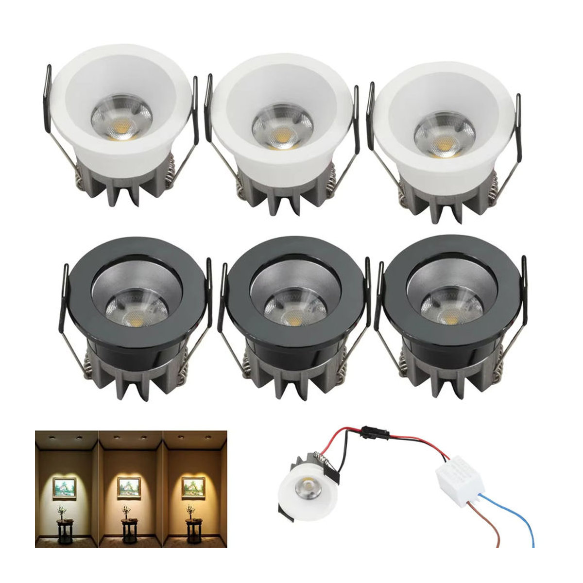 5 Stück YORYZENG Mini LED COB Einbaustrahler dimmbar, Weiß, 3W, 40mm Durchmesser - Bild 4