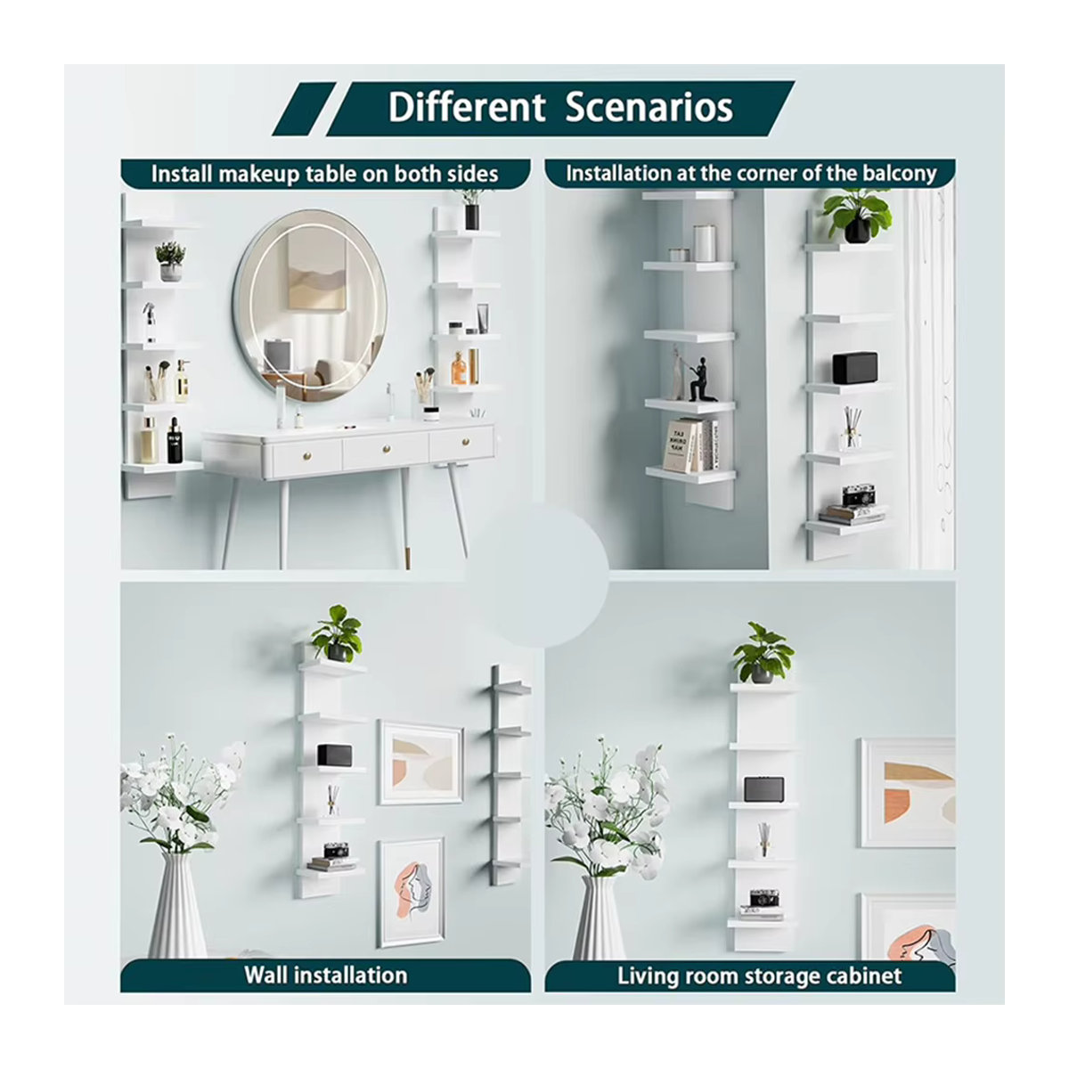 5-stufiges wandmontiertes Bücherregal aus PVC und MDF in Schwarz, minimalistisches schwebendes Aufbewahrungsregal für Wohnzimmer und Schlafzimmer - Bild 5