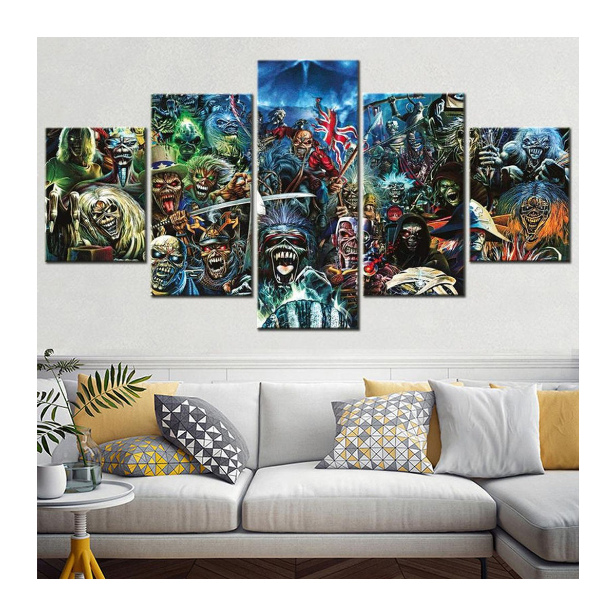 5-teiliges Iron Maiden Wandkunst-Set von Fairy Art Gallery, mehrfarbige Leinwand-Gemälde für moderne Teenager-Zimmer, Querformat, Rahmenlos, B/H: 30 x 40 cm, 30 x 60 cm, 30 x 80 cm - Bild 2